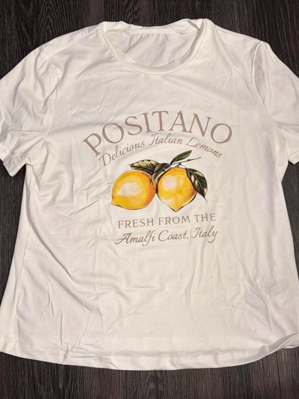 NWOT Positano Lemon Graphic Tee - White with Yellow Lemon Print. Size S